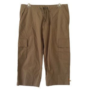 LUCY | Cargo Capri Pants Brown Drawstring Waist Pockets